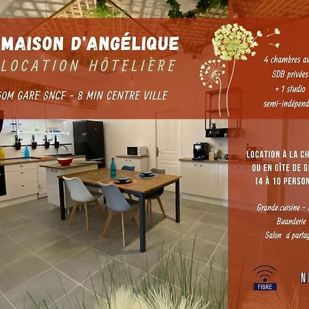 La Maison D'Angelique - Colocation Hoteliere A 150M Gare Tgv- Grande Cuisine Equipee & Salon - Fibre - Netflix Ньор Экстерьер фото