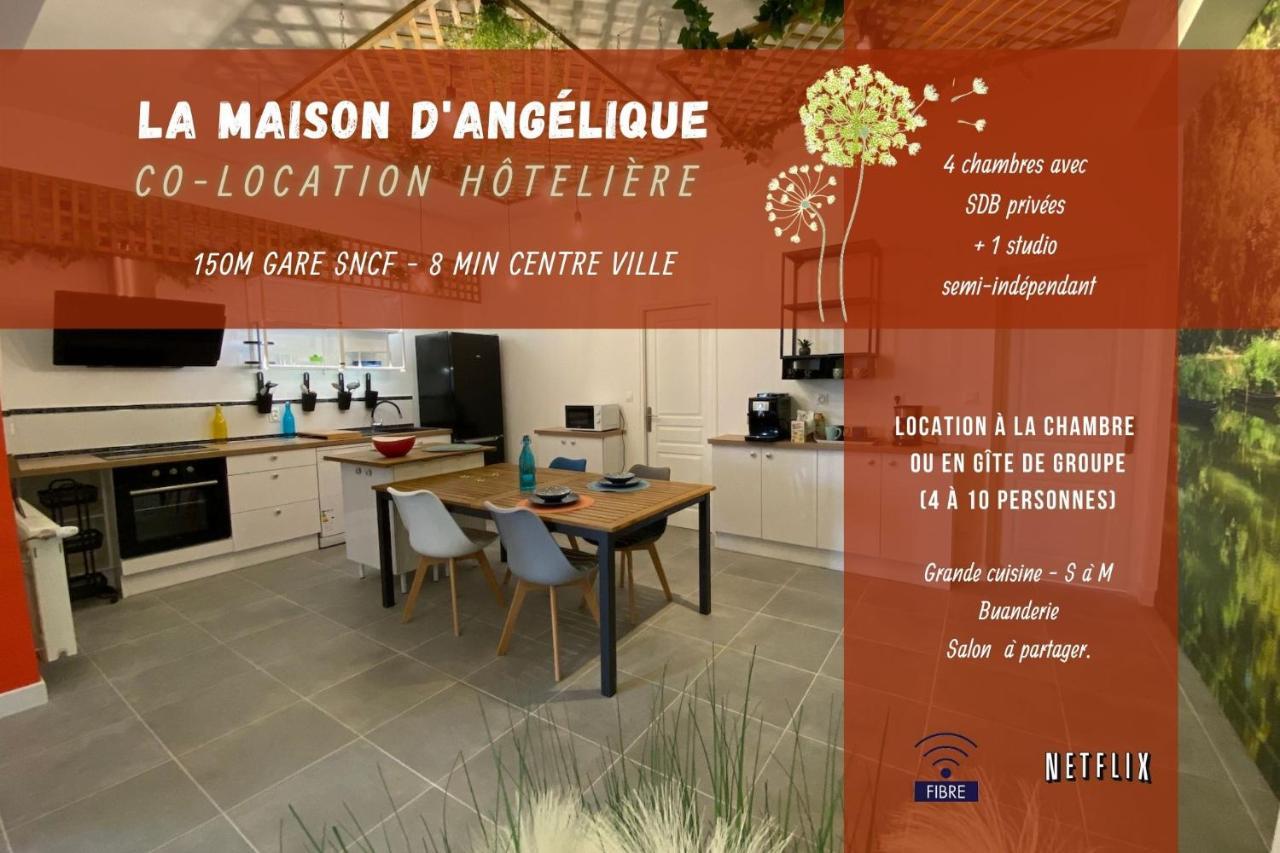 La Maison D'Angelique - Colocation Hoteliere A 150M Gare Tgv- Grande Cuisine Equipee & Salon - Fibre - Netflix Ньор Экстерьер фото
